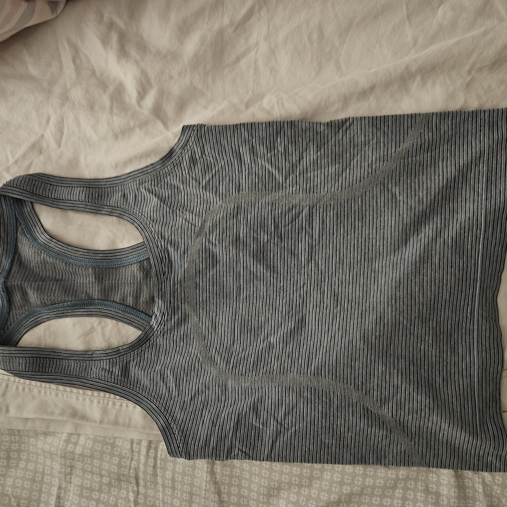 lululemon athletica Gray Striped Tank Top
